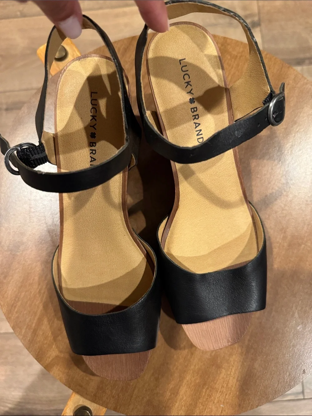 Lucky Brand Black Platform Ankle-Strap Sandals